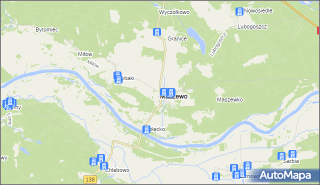 mapa Maszewo powiat krośnieński, Maszewo powiat krośnieński na mapie Targeo