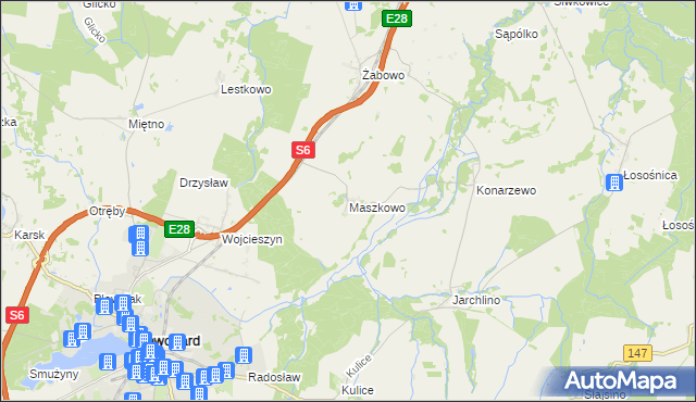 mapa Maszkowo gmina Nowogard, Maszkowo gmina Nowogard na mapie Targeo