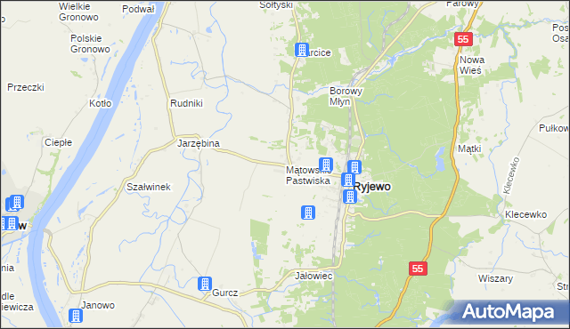 mapa Mątowskie Pastwiska, Mątowskie Pastwiska na mapie Targeo