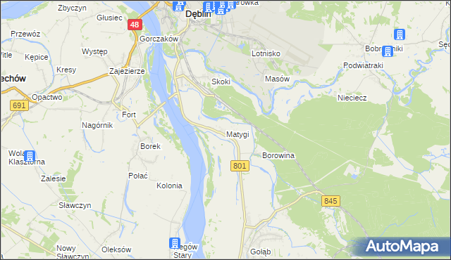 mapa Matygi, Matygi na mapie Targeo