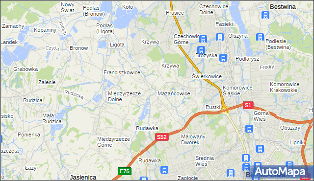 mapa Mazańcowice, Mazańcowice na mapie Targeo
