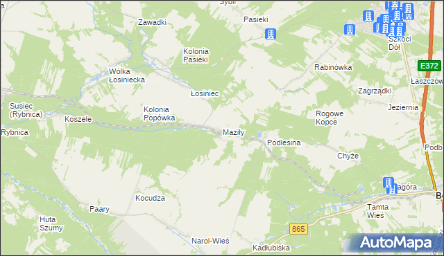 mapa Maziły, Maziły na mapie Targeo