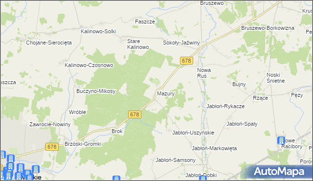 mapa Mazury gmina Wysokie Mazowieckie, Mazury gmina Wysokie Mazowieckie na mapie Targeo