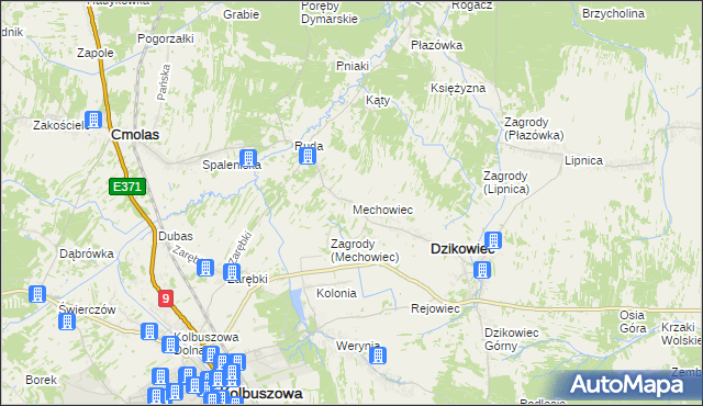 mapa Mechowiec, Mechowiec na mapie Targeo