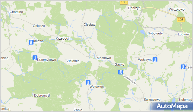 mapa Mechowo gmina Golczewo, Mechowo gmina Golczewo na mapie Targeo