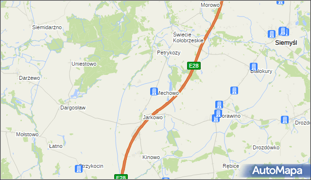 mapa Mechowo gmina Rymań, Mechowo gmina Rymań na mapie Targeo