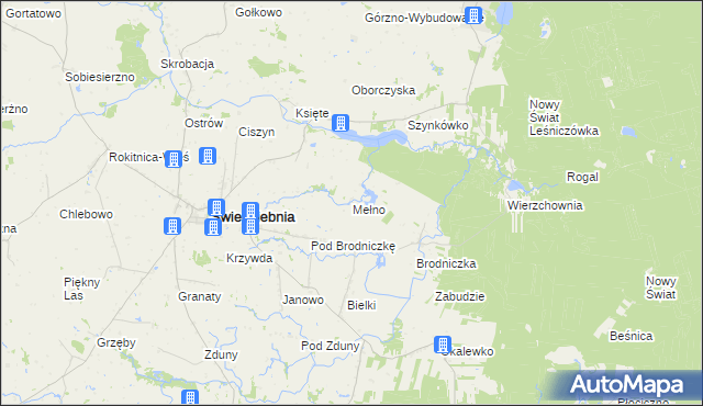 mapa Mełno gmina Świedziebnia, Mełno gmina Świedziebnia na mapie Targeo