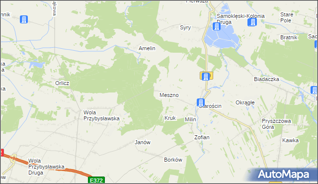 mapa Meszno gmina Garbów, Meszno gmina Garbów na mapie Targeo