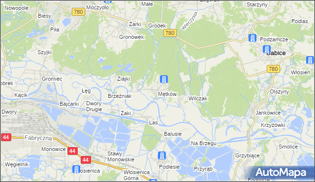 mapa Mętków, Mętków na mapie Targeo