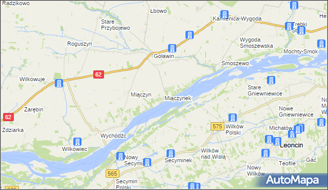 mapa Miączynek, Miączynek na mapie Targeo