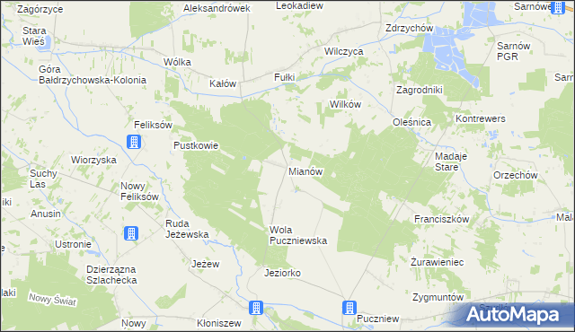 mapa Mianów, Mianów na mapie Targeo