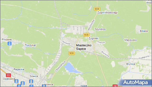 mapa Miasteczko Śląskie, Miasteczko Śląskie na mapie Targeo