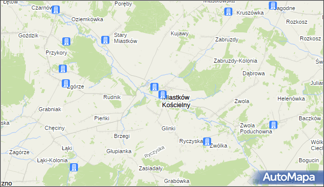 mapa Miastków Kościelny, Miastków Kościelny na mapie Targeo