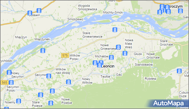 mapa Michałów gmina Leoncin, Michałów gmina Leoncin na mapie Targeo