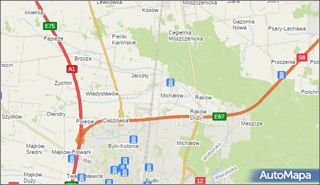 mapa Michałów gmina Moszczenica, Michałów gmina Moszczenica na mapie Targeo