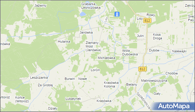 mapa Michałówka gmina Biała Podlaska, Michałówka gmina Biała Podlaska na mapie Targeo