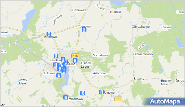 mapa Michałowo gmina Susz, Michałowo gmina Susz na mapie Targeo