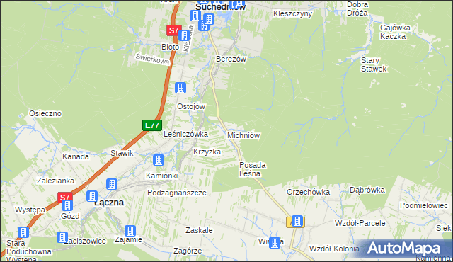 mapa Michniów, Michniów na mapie Targeo