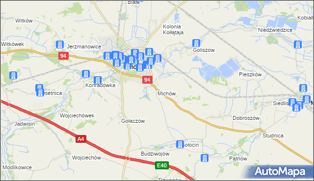 mapa Michów gmina Chojnów, Michów gmina Chojnów na mapie Targeo