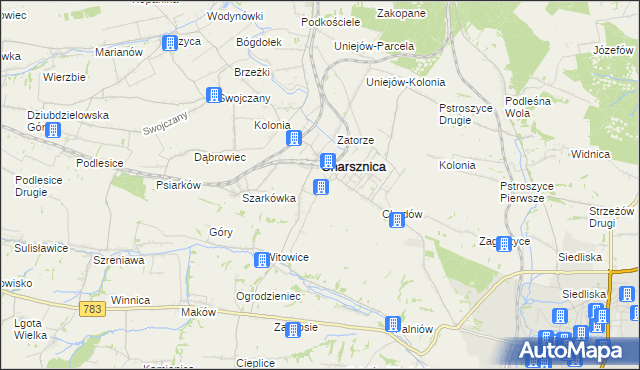 mapa Miechów-Charsznica, Miechów-Charsznica na mapie Targeo