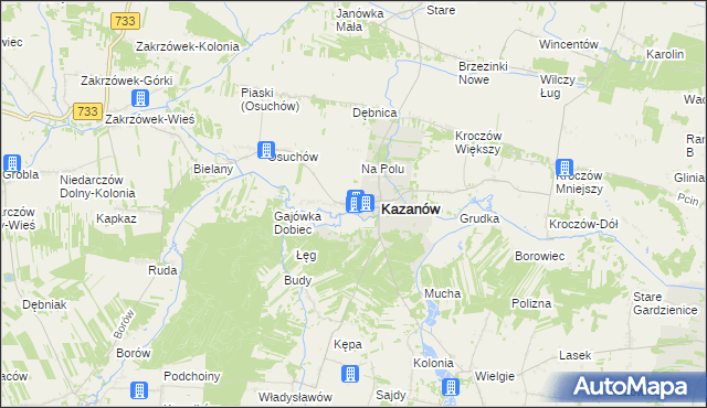mapa Miechów gmina Kazanów, Miechów gmina Kazanów na mapie Targeo