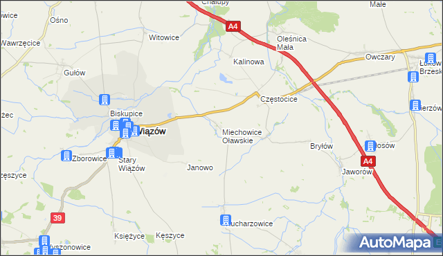 mapa Miechowice Oławskie, Miechowice Oławskie na mapie Targeo