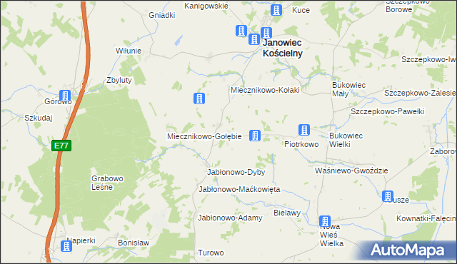 mapa Miecznikowo-Sowy, Miecznikowo-Sowy na mapie Targeo