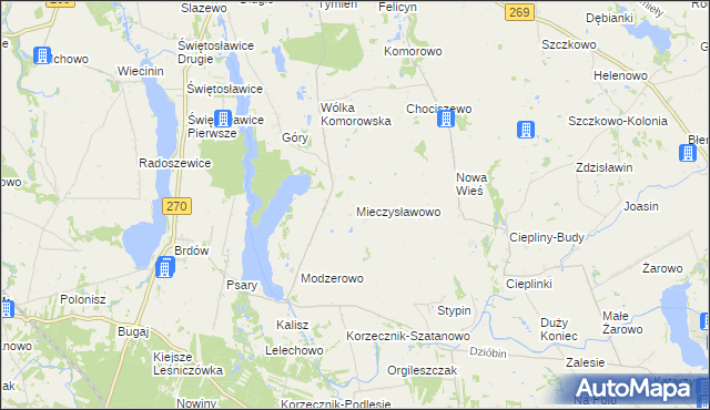 mapa Mieczysławowo gmina Izbica Kujawska, Mieczysławowo gmina Izbica Kujawska na mapie Targeo