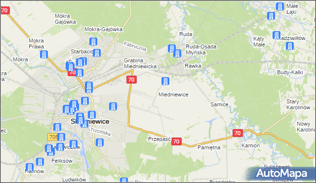 mapa Miedniewice gmina Skierniewice, Miedniewice gmina Skierniewice na mapie Targeo