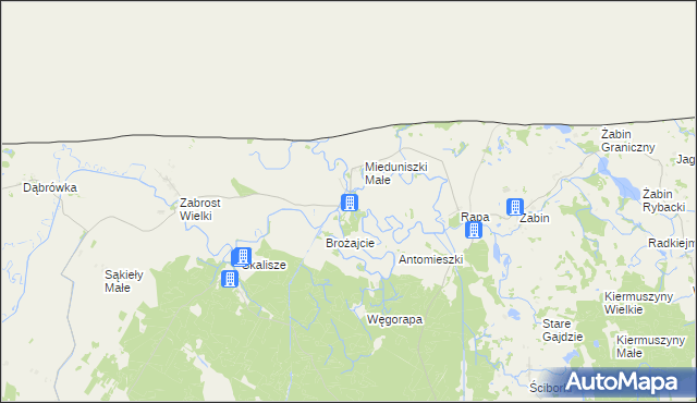 mapa Mieduniszki Wielkie, Mieduniszki Wielkie na mapie Targeo