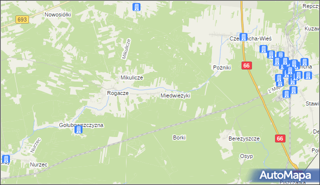 mapa Miedwieżyki, Miedwieżyki na mapie Targeo