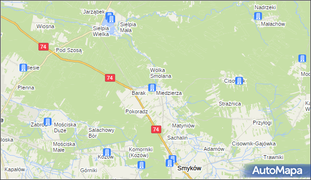 mapa Miedzierza, Miedzierza na mapie Targeo