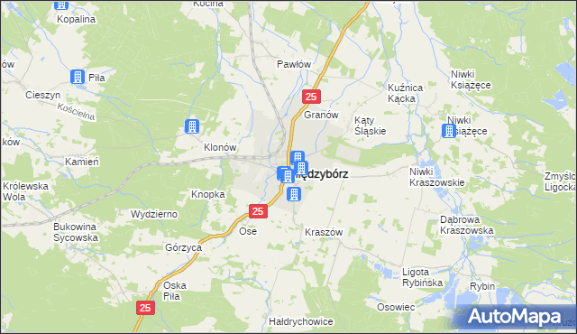 mapa Międzybórz powiat oleśnicki, Międzybórz powiat oleśnicki na mapie Targeo