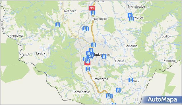 mapa Międzylesie powiat kłodzki, Międzylesie powiat kłodzki na mapie Targeo