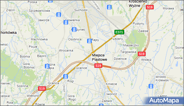 mapa Miejsce Piastowe, Miejsce Piastowe na mapie Targeo