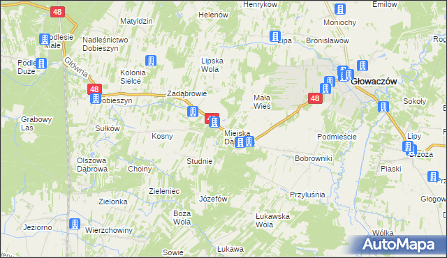 mapa Miejska Dąbrowa, Miejska Dąbrowa na mapie Targeo