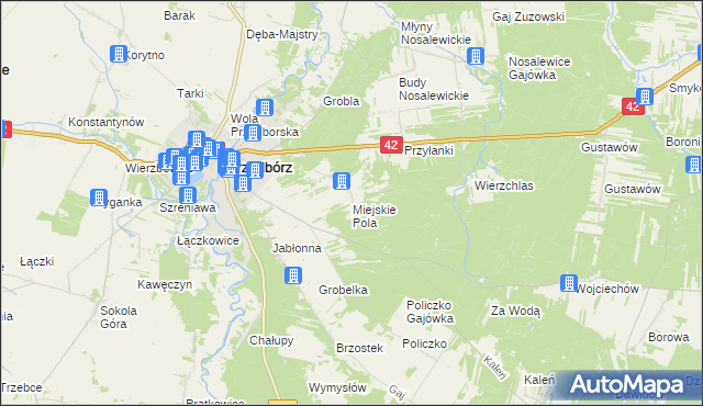 mapa Miejskie Pola, Miejskie Pola na mapie Targeo