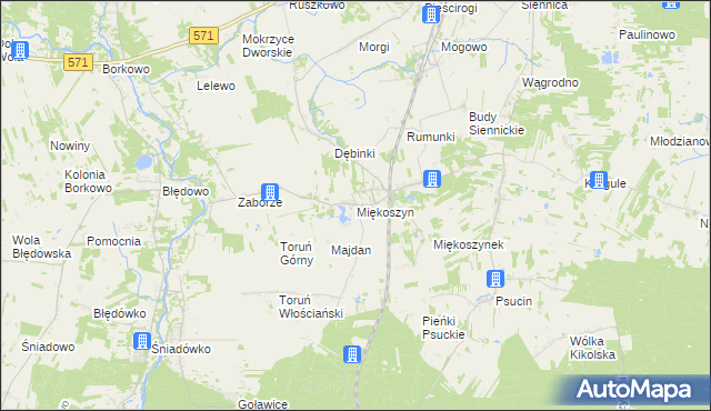 mapa Miękoszyn, Miękoszyn na mapie Targeo