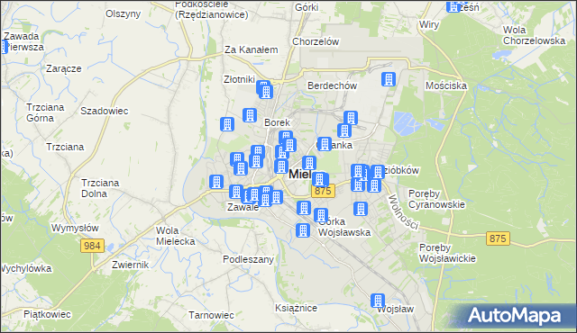 mapa Mielca, Mielec na mapie Targeo