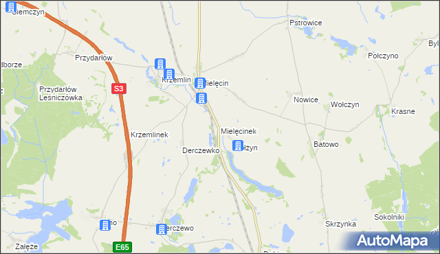 mapa Mielęcinek, Mielęcinek na mapie Targeo