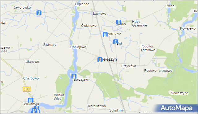 mapa Mieleszyn powiat gnieźnieński, Mieleszyn powiat gnieźnieński na mapie Targeo
