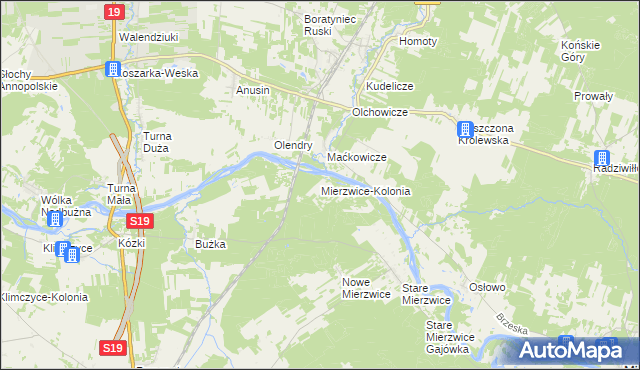 mapa Mierzwice-Kolonia, Mierzwice-Kolonia na mapie Targeo