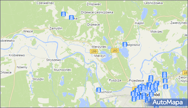 mapa Mierzyn gmina Międzychód, Mierzyn gmina Międzychód na mapie Targeo