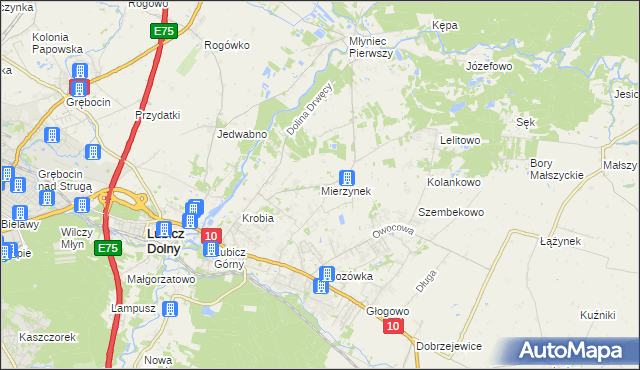 mapa Mierzynek gmina Lubicz, Mierzynek gmina Lubicz na mapie Targeo