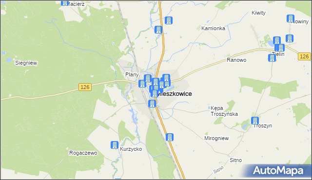 mapa Mieszkowice powiat gryfiński, Mieszkowice powiat gryfiński na mapie Targeo