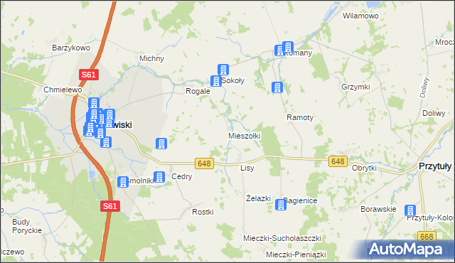 mapa Mieszołki, Mieszołki na mapie Targeo