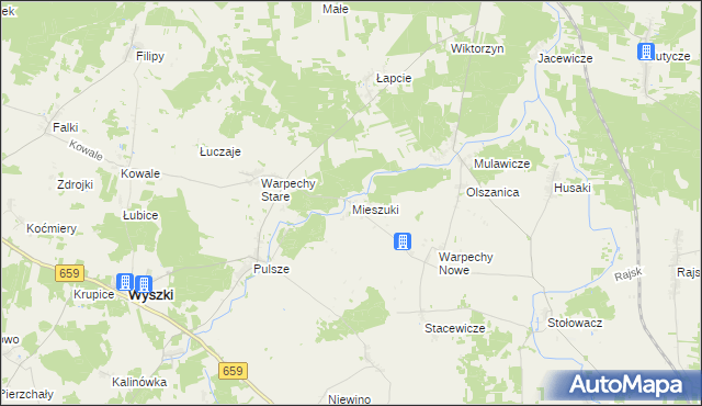 mapa Mieszuki, Mieszuki na mapie Targeo