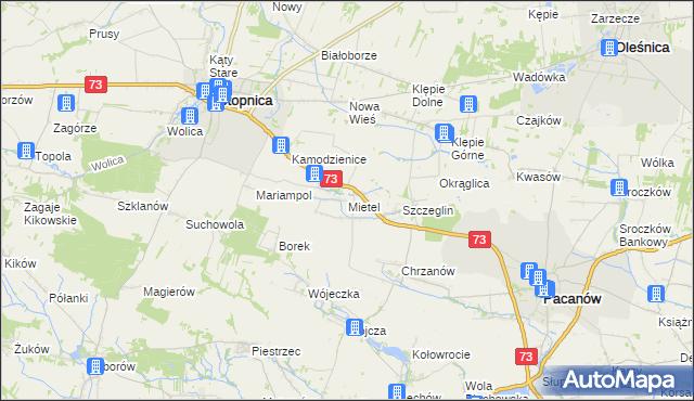 mapa Mietel, Mietel na mapie Targeo