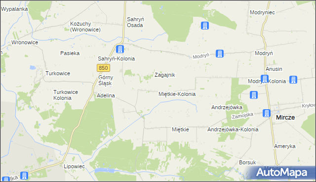 mapa Miętkie-Kolonia, Miętkie-Kolonia na mapie Targeo