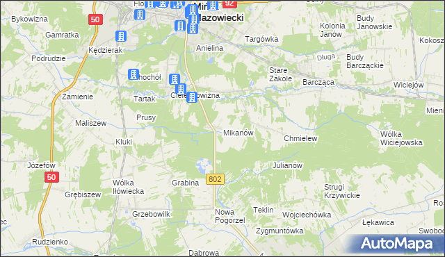 mapa Mikanów, Mikanów na mapie Targeo